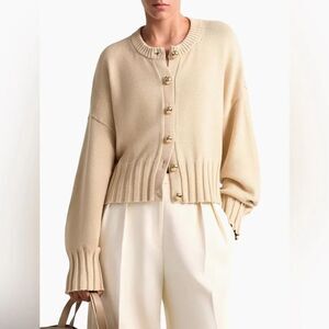 Altuzarra Natural Cotton And Silk-Blend Cardigan size L